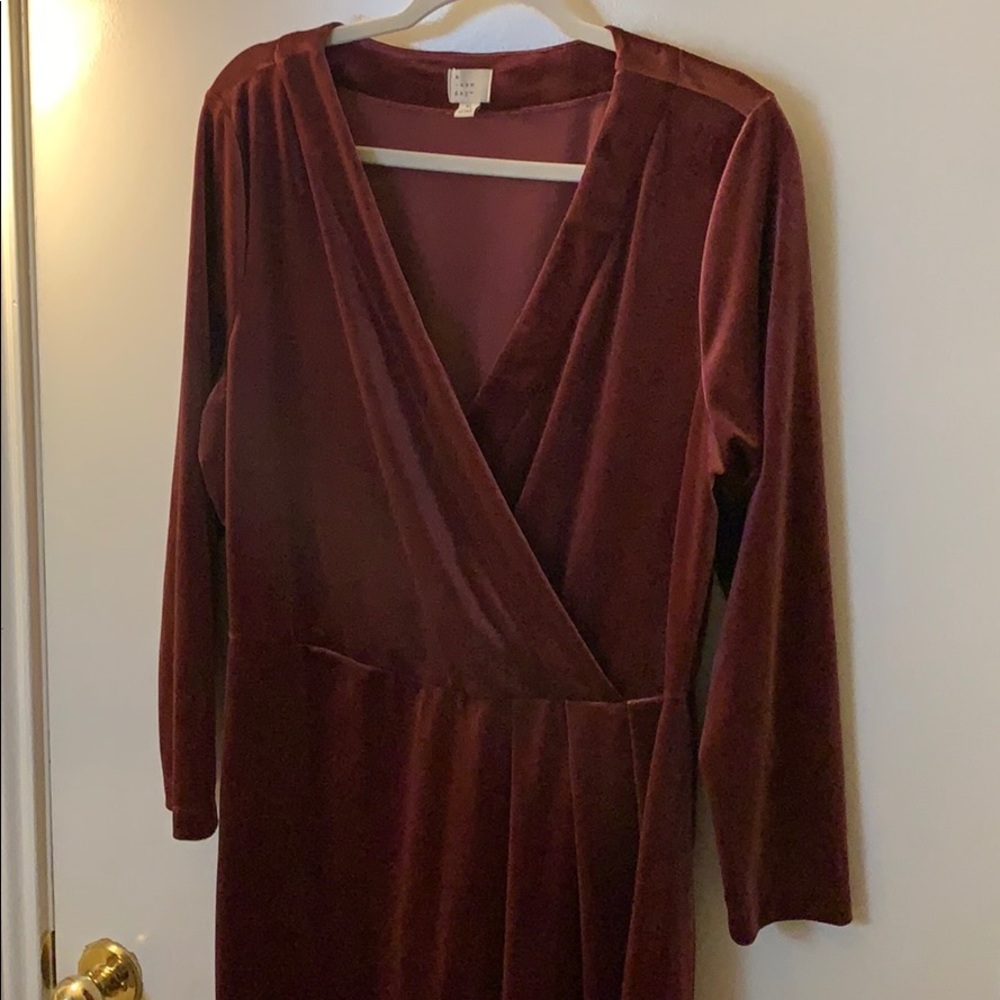 Beautiful Faux Wrap Pink Velvet Dress
